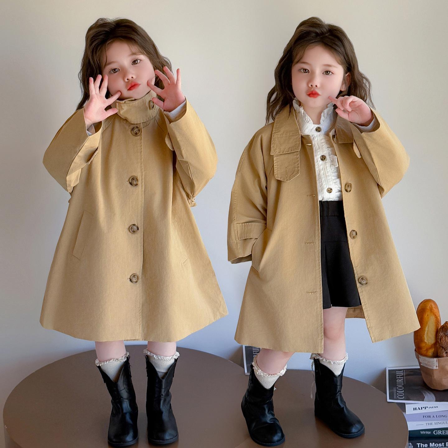 Girls Casual Mid-Length Trench Coat - Spring/Autumn Korean Style with Lapel Collar in Solid Color 130 cm
Girls Casual Mid-Length Trench Coat - Spring/Autumn Korean Style with Lapel Collar in Solid Color 130 cm