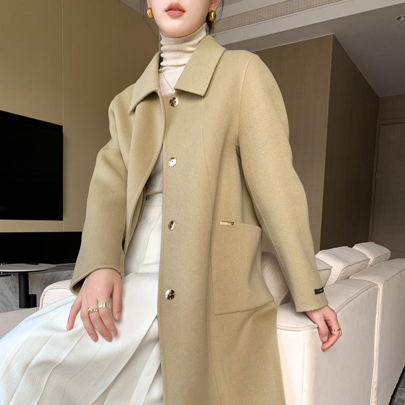 Slim Fit Double-Faced Wool Overcoat for Women - Plus Size, Peter Pan Collar L (125-135 lbs)
Slim Fit Double-Faced Wool Overcoat for Women - Plus Size, Peter Pan Collar L (125-135 lbs)