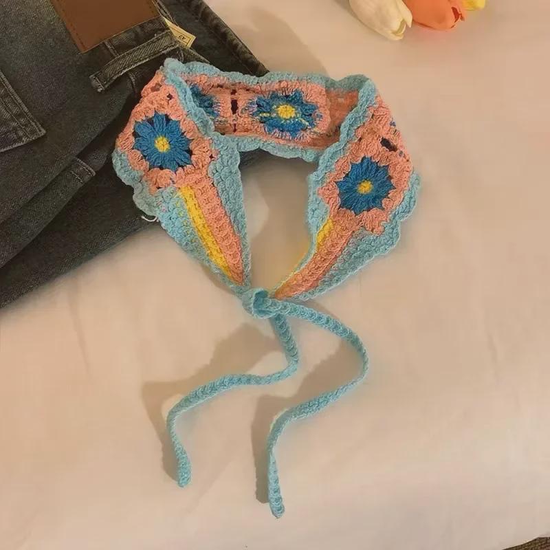 Цветной вязаный треугольный платок и плетеная повязка на голову для женщин
Цветной вязаный треугольный платок и плетеная повязка на голову для женщин