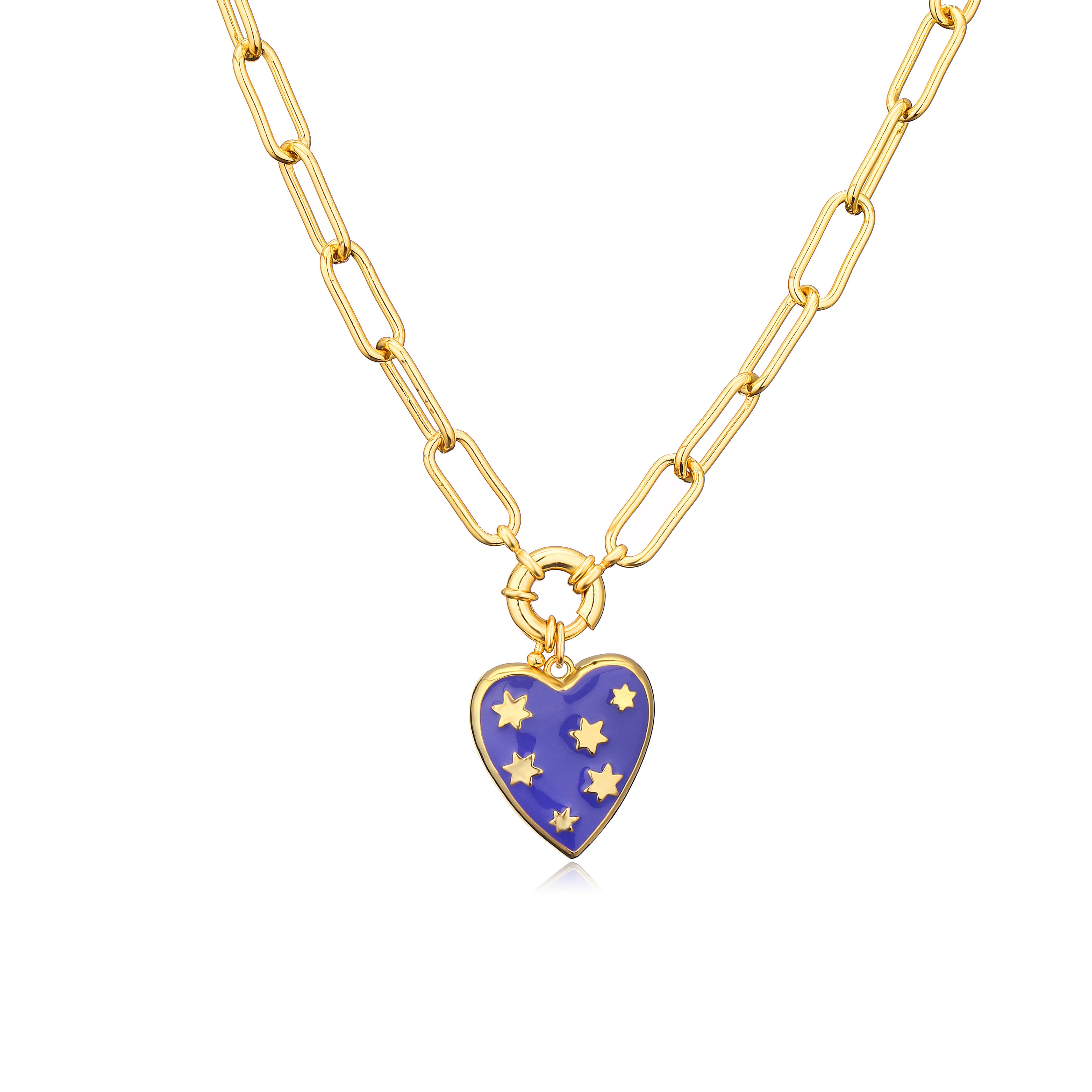 HECHENG,Trendy Simple Star Heart Pendant Necklace For Women Ladies 18K Gold Plated Color Choker Fashion Zircon 45cm темно-синього кольору
HECHENG,Trendy Simple Star Heart Pendant Necklace For Women Ladies 18K Gold Plated Color Choker Fashion Zircon 45cm темно-синього кольору