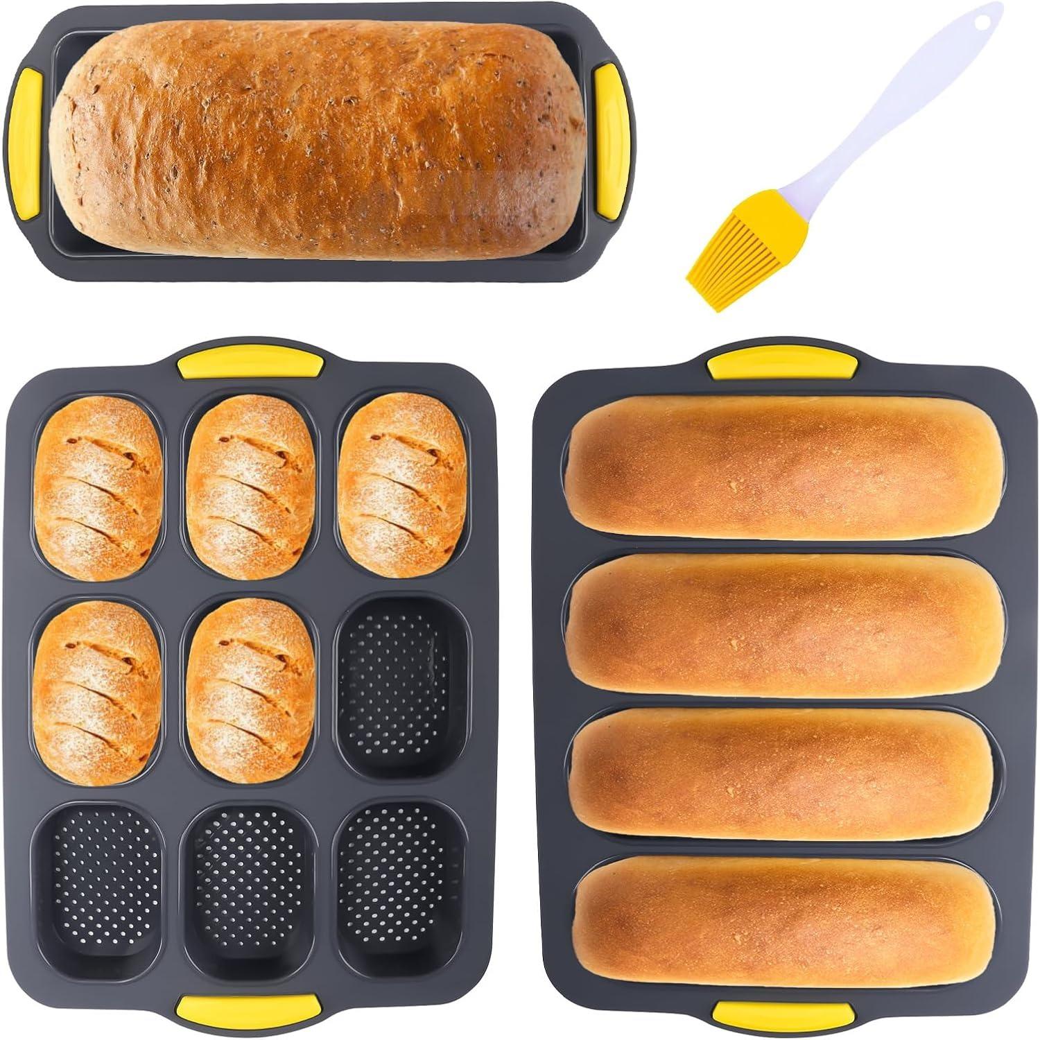Silicone Baguette Pan, 3pcs French Bread Mould Non-Stick, Baguette Baking Tray Mould with Brush for Home Kitchen 3-Pack чорний
Silicone Baguette Pan, 3pcs French Bread Mould Non-Stick, Baguette Baking Tray Mould with Brush for Home Kitchen 3-Pack чорний