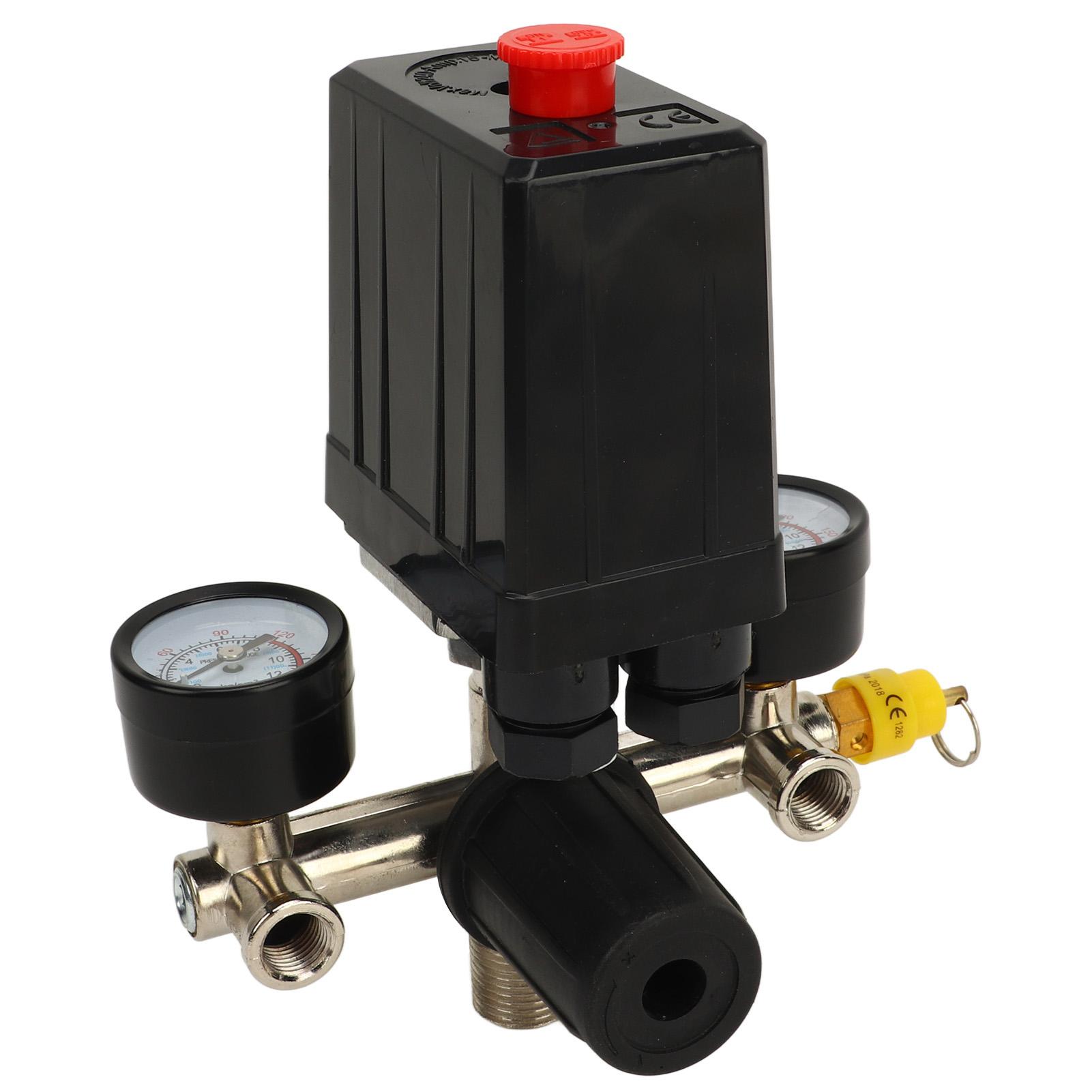 Комплект реле тиску повітряного компресора CE Клапан Реле контролю тиску Чорна кришка Залізний манометр Латунь США
Комплект реле тиску повітряного компресора CE Клапан Реле контролю тиску Чорна кришка Залізний манометр Латунь США