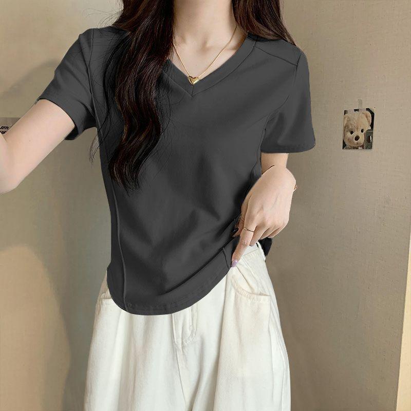 Футболка с V-образным вырезом и короткими рукавами спереди и плечами, утягивающая, с неровной основой, с рыбьей костью, для женщин, весна и лето, новая рубашка с короткими рукавами 2XL
Футболка с V-образным вырезом и короткими рукавами спереди и плечами, утягивающая, с неровной основой, с рыбьей костью, для женщин, весна и лето, новая рубашка с короткими рукавами 2XL