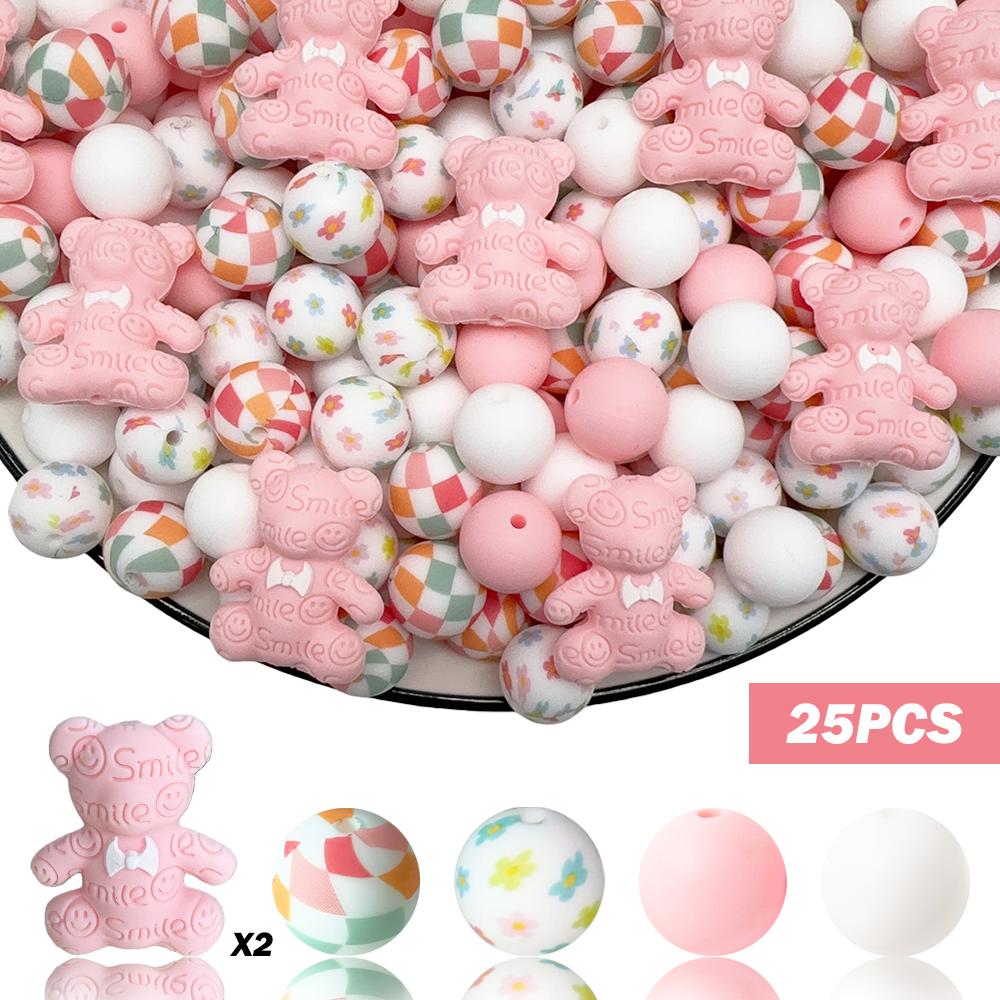 25/32/53PCS Bow Bear Series Silicone Bead Set, perfect for DIY handmade crafts such as keychains, necklaces, bracelets, etc
25/32/53PCS Bow Bear Series Silicone Bead Set, perfect for DIY handmade crafts such as keychains, necklaces, bracelets, etc