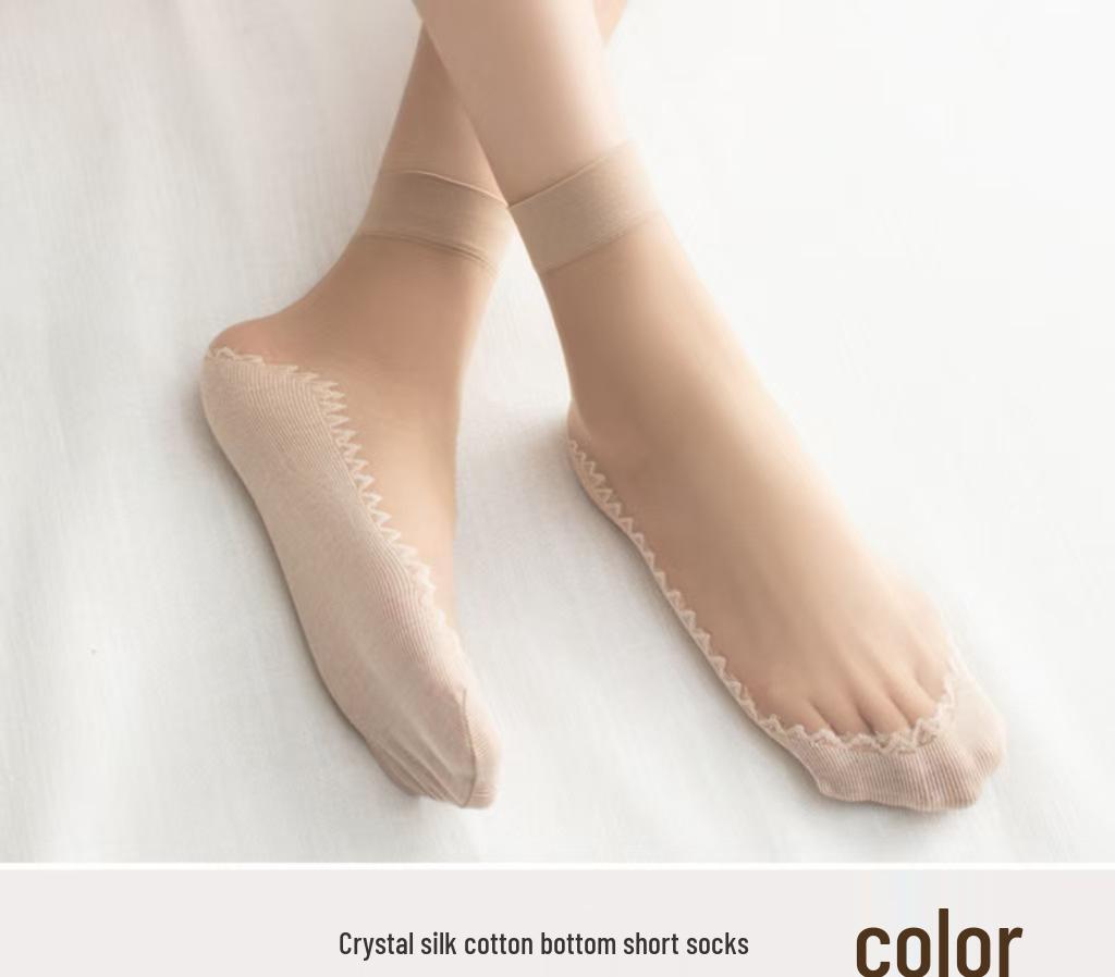 Женские нескользящие прозрачные шелковые носки - Тонкие, износостойкие, не образующие затяжек весенне-осенние чулки