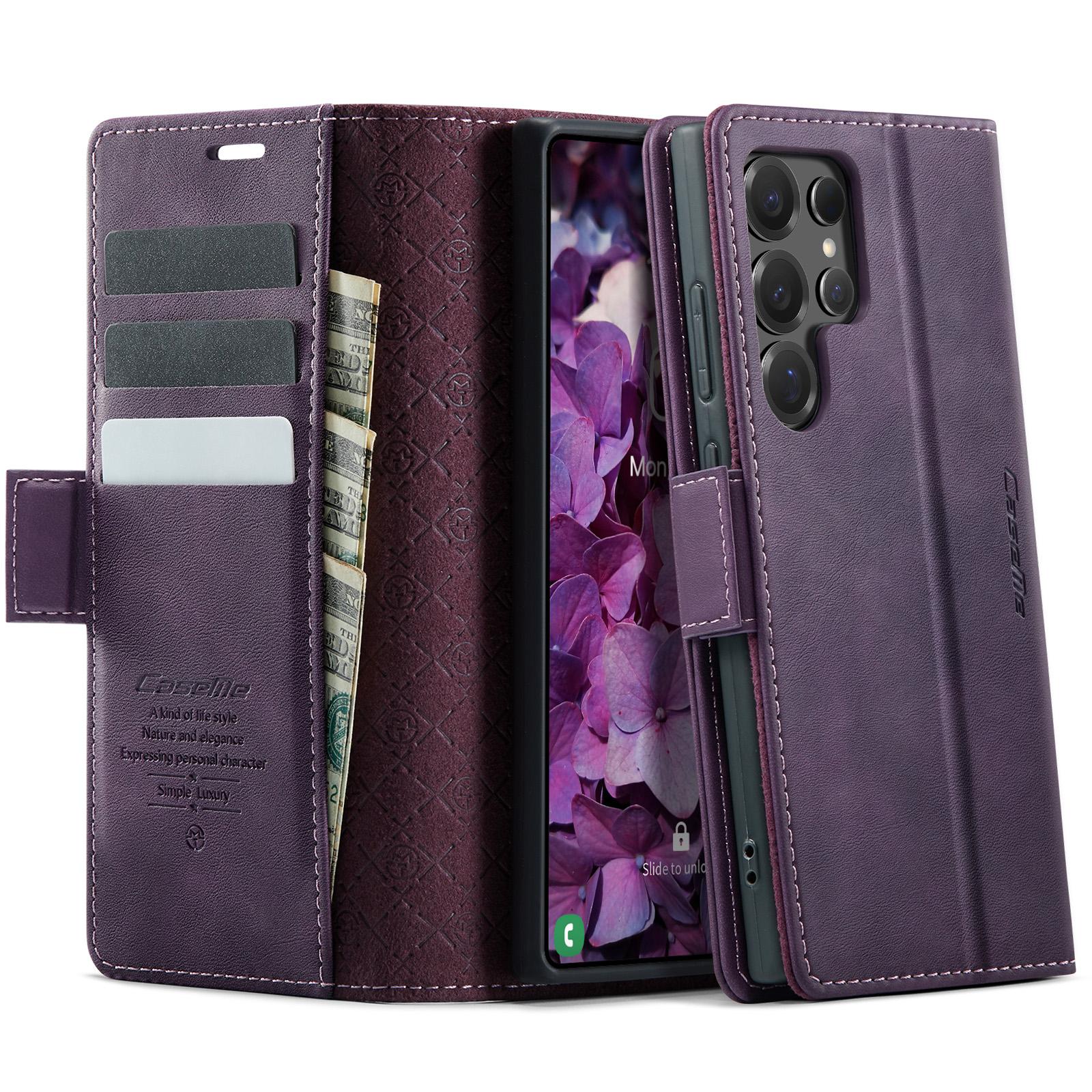For Samsung Galaxy S24 Ultra Case CASEME 033 Series RFID Blocking Wallet Stand Calf Texture Leather Phone Cover Purple
For Samsung Galaxy S24 Ultra Case CASEME 033 Series RFID Blocking Wallet Stand Calf Texture Leather Phone Cover Purple