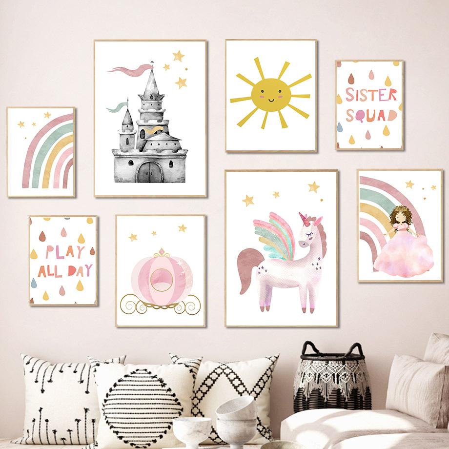 Princess Castle Unicorn Rainbow Sun Star Wall Art Canvas Painting Nordic Posters And Prints Wall Pictures Girl Kids Room Decor 20x30cm no frame
Princess Castle Unicorn Rainbow Sun Star Wall Art Canvas Painting Nordic Posters And Prints Wall Pictures Girl Kids Room Decor 20x30cm no frame