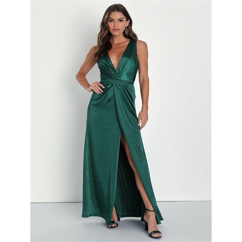 Export Single Lu Home Elegant High Quality Comfortable Twisted V Neck Slit Fashionable Adult Lady like Woman Dress Evening Dress Long Skirt Green XL
Export Single Lu Home Elegant High Quality Comfortable Twisted V Neck Slit Fashionable Adult Lady like Woman Dress Evening Dress Long Skirt Green XL