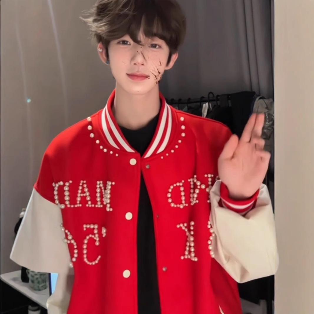 Men s Burgundy Beaded Baseball Jacket - Embroidered Color Block Spring Outerwear M червоний
Men s Burgundy Beaded Baseball Jacket - Embroidered Color Block Spring Outerwear M червоний