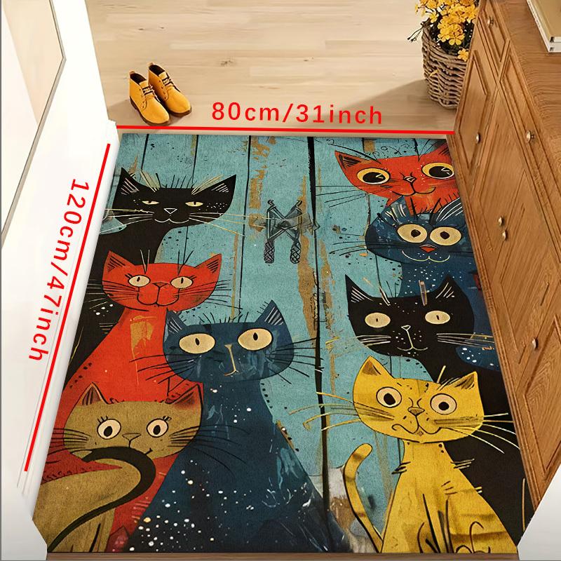 Soft Thickened Area Mat, Ins Style Cartoon Cat Pattern Carpet, Blue Red Yellow Color Block, Machine Washable, Non-Slip, Soft And Comfortable 80cm x 120cm
Soft Thickened Area Mat, Ins Style Cartoon Cat Pattern Carpet, Blue Red Yellow Color Block, Machine Washable, Non-Slip, Soft And Comfortable 80cm x 120cm