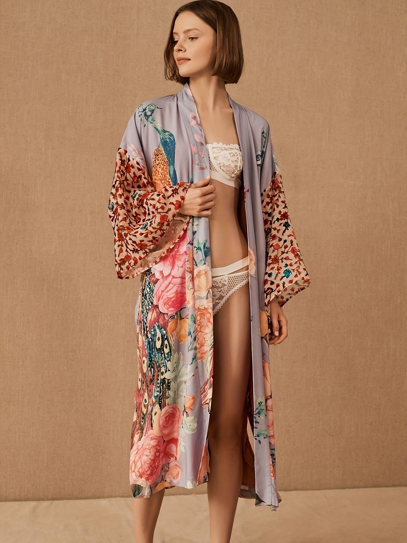 Кимоно с цветочным принтом павлина, свободные халаты с длинными рукавами и поясом, женские купальники и одежда One size светло-фиолетовый
Кимоно с цветочным принтом павлина, свободные халаты с длинными рукавами и поясом, женские купальники и одежда One size светло-фиолетовый