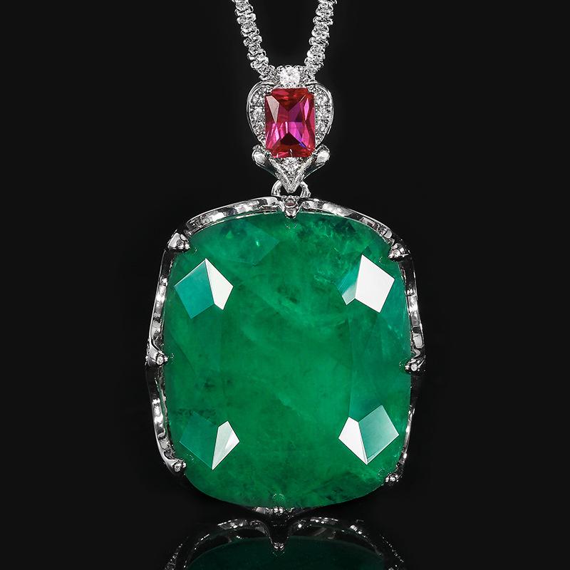 Large Cushion Cut Green Emerald Pendant Necklace Adjustable Ring Red Ruby Accent Luxury Statement Jewelry for Women Friend Gift
Large Cushion Cut Green Emerald Pendant Necklace Adjustable Ring Red Ruby Accent Luxury Statement Jewelry for Women Friend Gift