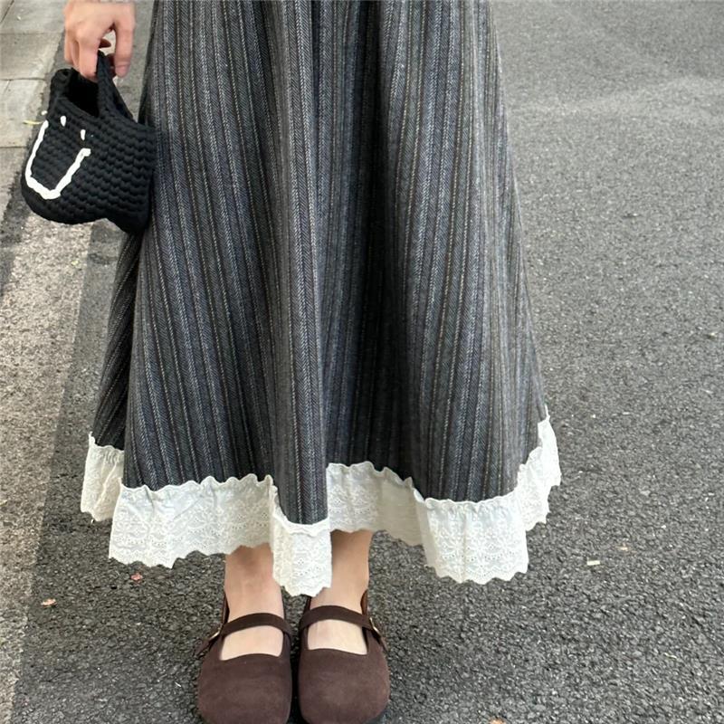 Кружевная отделка Шерстяная юбка миди в стиле мори-гёрл для женщин - Осень/Зима Высокая талия Винтаж Прилегающий силуэт Универсальная Лоскутная Корейский стиль Полуюбка XL
Кружевная отделка Шерстяная юбка миди в стиле мори-гёрл для женщин - Осень/Зима Высокая талия Винтаж Прилегающий силуэт Универсальная Лоскутная Корейский стиль Полуюбка XL