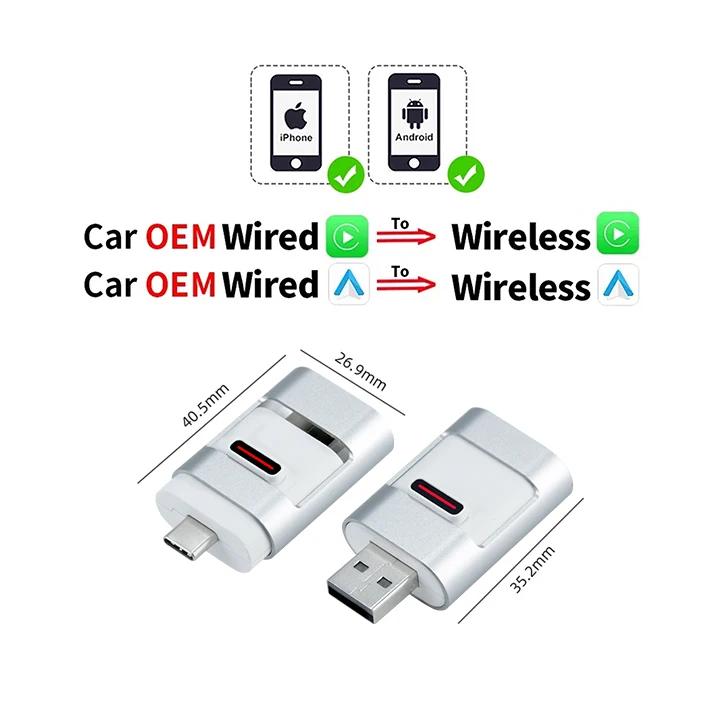2 in 1 Wireless CarPlay Android Auto Adapter Plug & Play Convert Wired to Wireless Dongle for Factory Wired CarPlay Wired Cars
2 in 1 Wireless CarPlay Android Auto Adapter Plug & Play Convert Wired to Wireless Dongle for Factory Wired CarPlay Wired Cars