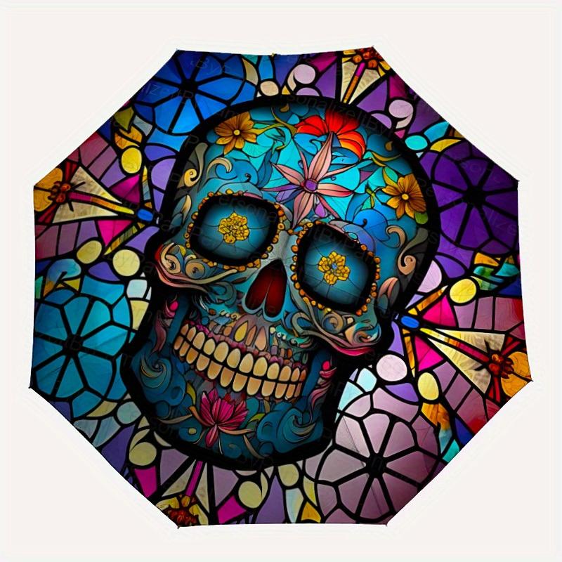 1pc Stained Skull Pattern Automatic Opening/Closing Folding Umbrella with 74 Ribs, Plastic Handle, Windproof Portable Sunshade Umbrella y250726114
1pc Stained Skull Pattern Automatic Opening/Closing Folding Umbrella with 74 Ribs, Plastic Handle, Windproof Portable Sunshade Umbrella y250726114