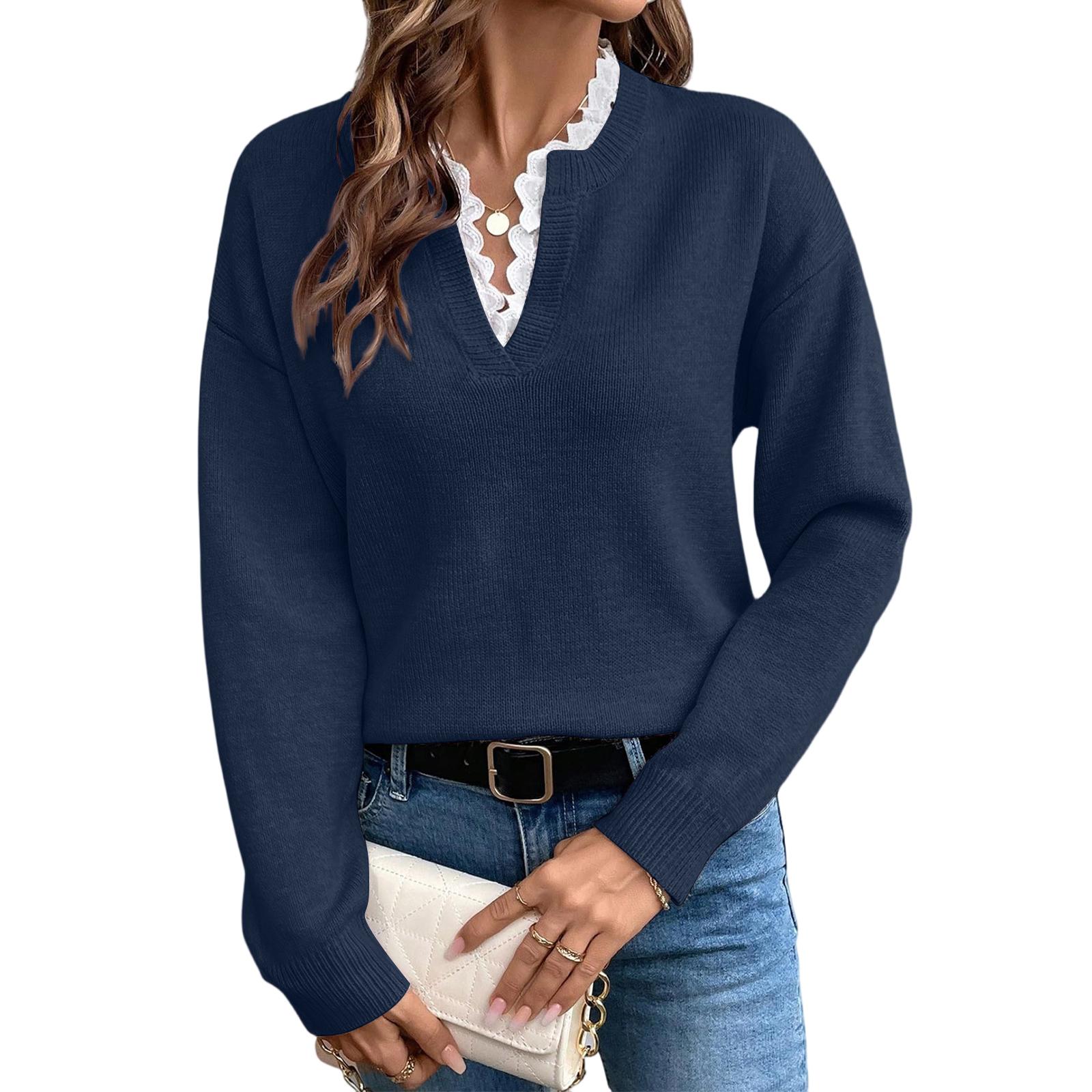 Ladies Fashion Lace Lace V-neck Sweater Color Loose Long Sleeve Women s Knitted Sweater M Темно-синій
Ladies Fashion Lace Lace V-neck Sweater Color Loose Long Sleeve Women s Knitted Sweater M Темно-синій