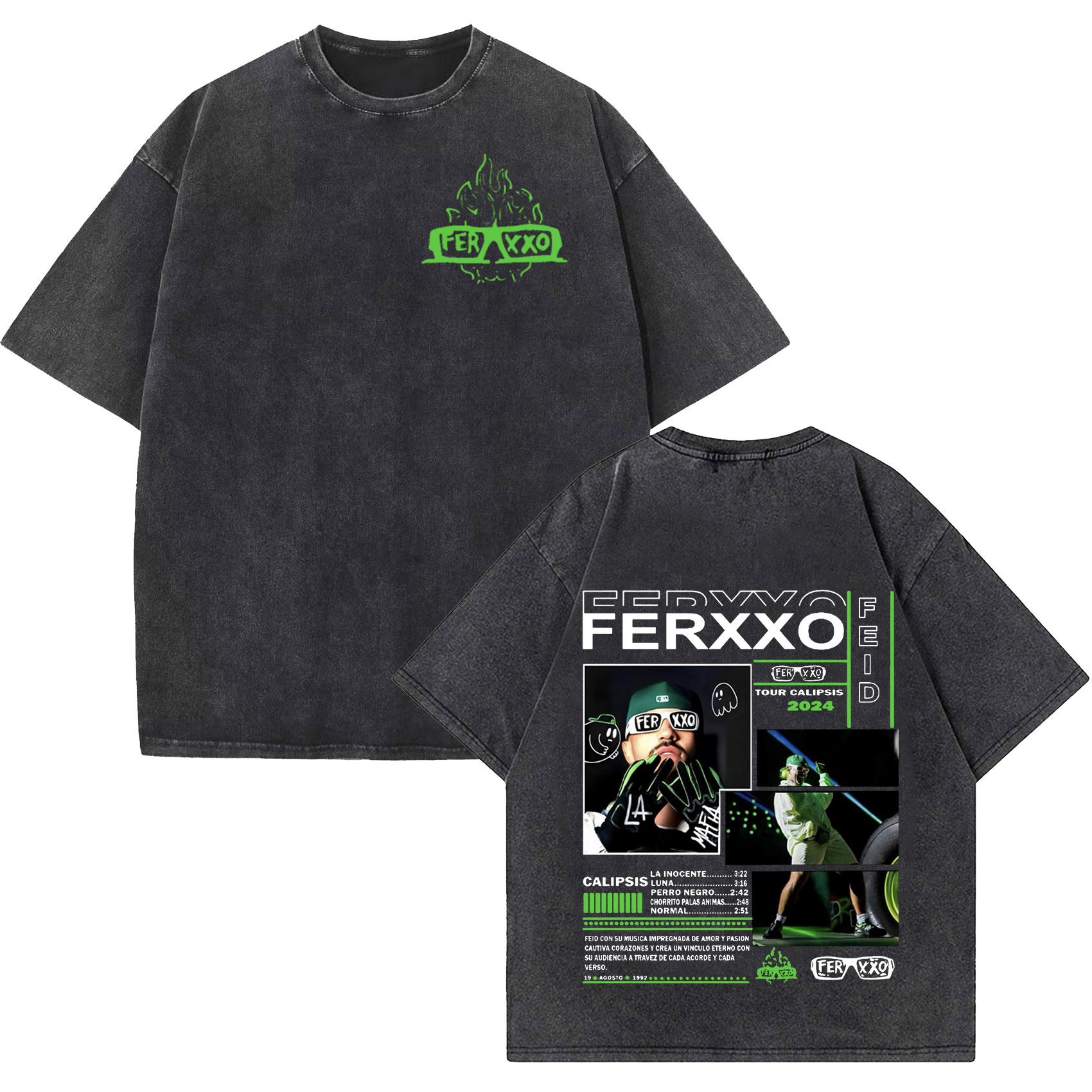 Rapper Feid Ferxxo World Tour Vintage Washed Tee Shirt Unisexs Rock Hip Hop Gothic Short Sleeve Tshirts Unisex Women Streetwear M
Rapper Feid Ferxxo World Tour Vintage Washed Tee Shirt Unisexs Rock Hip Hop Gothic Short Sleeve Tshirts Unisex Women Streetwear M