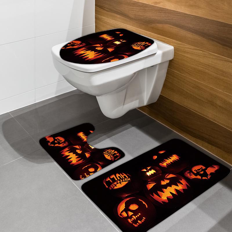 3шт Хэллоуин Тыква Ванная комната Крышка сиденья для унитаза Коврик для ванной Коврик Набор ковров 
3шт Хэллоуин Тыква Ванная комната Крышка сиденья для унитаза Коврик для ванной Коврик Набор ковров