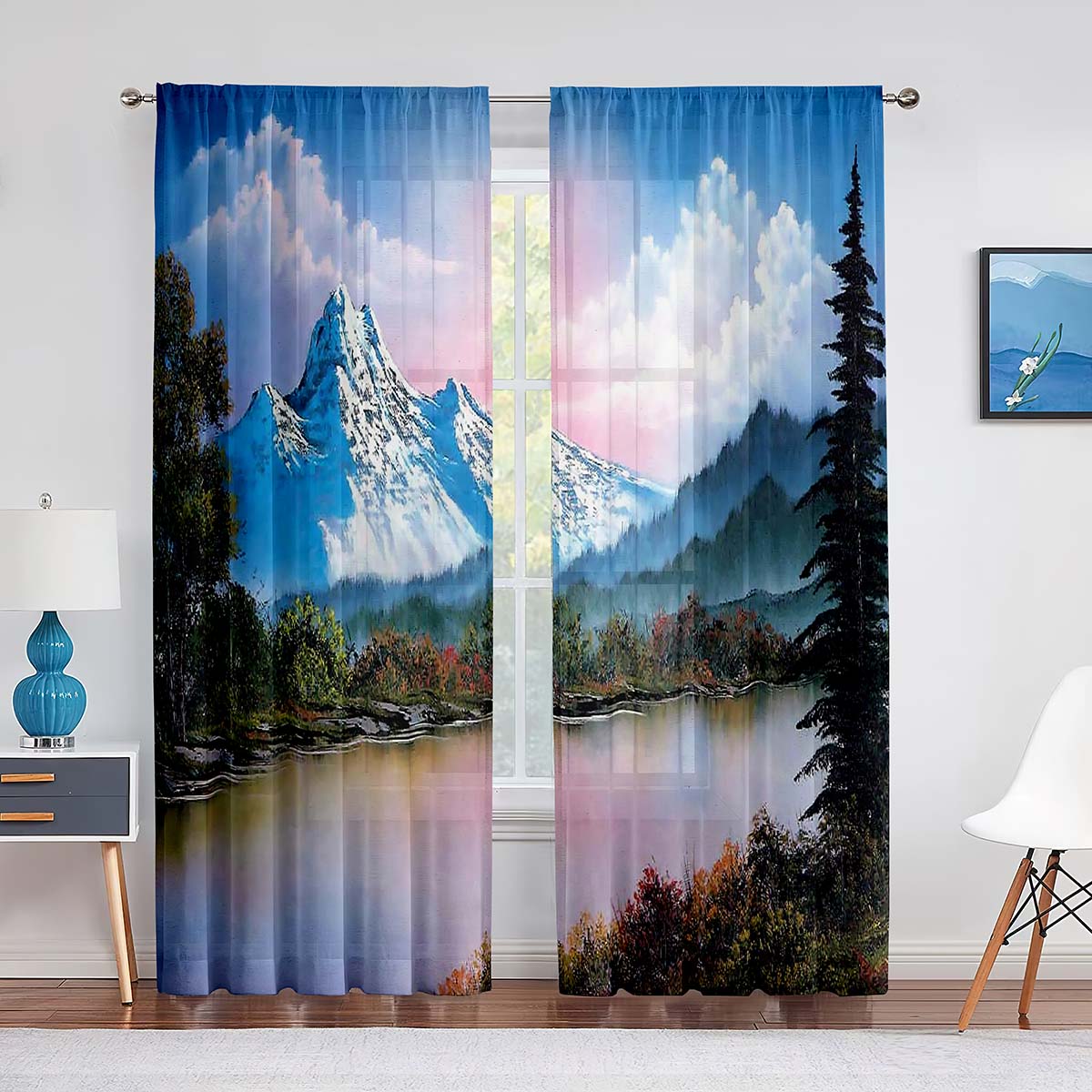 Mountain Forest River Painting Art Tulle Window Curtains excellent ideal for Main Room Bedroom Decor Transparent Chiffon Sheer Voile Window Curtain (W50H130cm)-2pcs&Hook
Mountain Forest River Painting Art Tulle Window Curtains excellent ideal for Main Room Bedroom Decor Transparent Chiffon Sheer Voile Window Curtain (W50H130cm)-2pcs&Hook