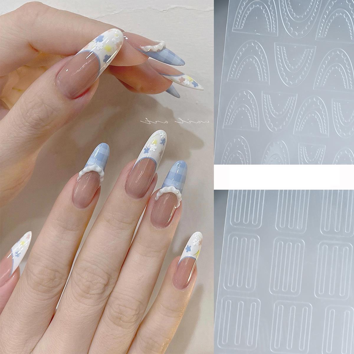 Multifunctional Hollow Lace French Nail Stickers Self-Adhesive Slider Nail Art Decals Decoration DIY Ombre Nail Art Design Tools
Multifunctional Hollow Lace French Nail Stickers Self-Adhesive Slider Nail Art Decals Decoration DIY Ombre Nail Art Design Tools