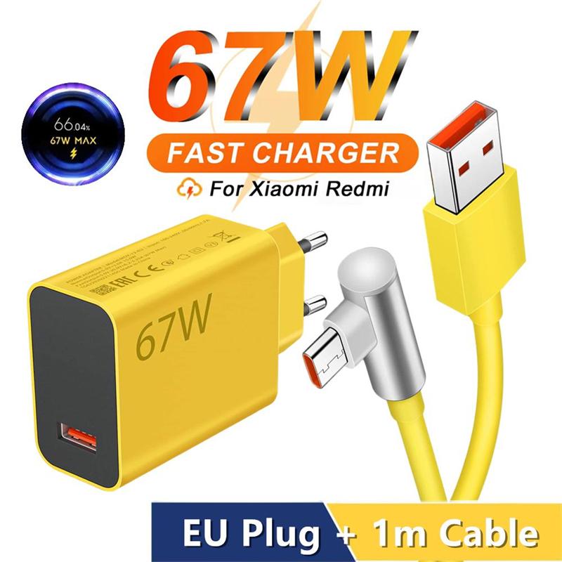 6A 67W Max Turbo EU Fast Charger for Xiaomi 11 12 13 14 Ultra Redmi Note 11T 12T 13 POCO X4 X5 X6 Pro Type C USB Quick Charging Cable EU Plug+1m Cable жовтий
6A 67W Max Turbo EU Fast Charger for Xiaomi 11 12 13 14 Ultra Redmi Note 11T 12T 13 POCO X4 X5 X6 Pro Type C USB Quick Charging Cable EU Plug+1m Cable жовтий