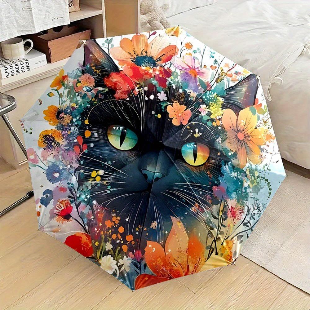 This Compact Umbrella Showcases a Black Feline with Captivating Yellow-Green Eyes, Adorned with Lively, Colorful Floral Design (as the picture,iron&8K)
This Compact Umbrella Showcases a Black Feline with Captivating Yellow-Green Eyes, Adorned with Lively, Colorful Floral Design (as the picture,iron&8K)
