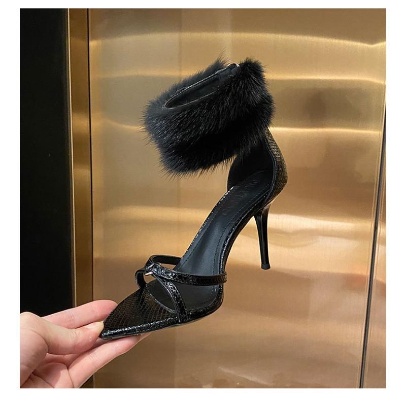 - New thin heels sexy nightclub black mink pointed head word with heels high heels sandals women 36
- New thin heels sexy nightclub black mink pointed head word with heels high heels sandals women 36