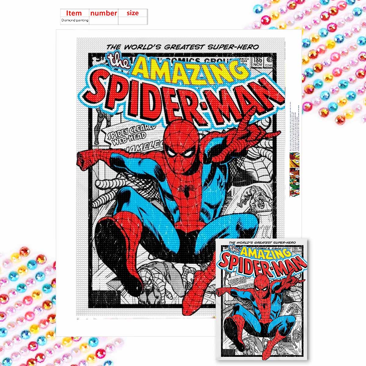 Полная круглая алмазная живопись Аниме Человек-паук Искусство Стразы Картина Мозаика DIY 5D Вышивка крестом Домашнее украшение Round 20x30cm
Полная круглая алмазная живопись Аниме Человек-паук Искусство Стразы Картина Мозаика DIY 5D Вышивка крестом Домашнее украшение Round 20x30cm