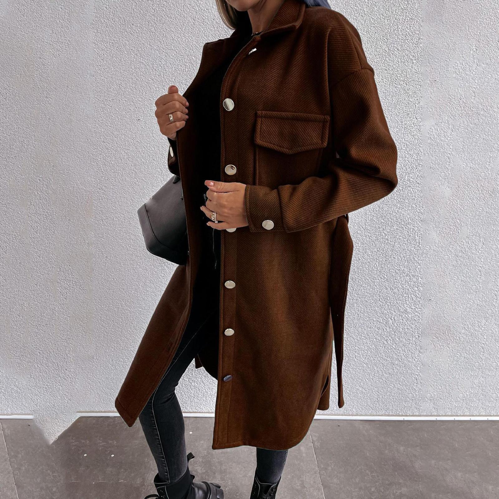 Зимові теплі жіночі ґудзики Вовняне пальто Тренч Куртка Пояс Верхній одяг XXL коричневий
Зимові теплі жіночі ґудзики Вовняне пальто Тренч Куртка Пояс Верхній одяг XXL коричневий