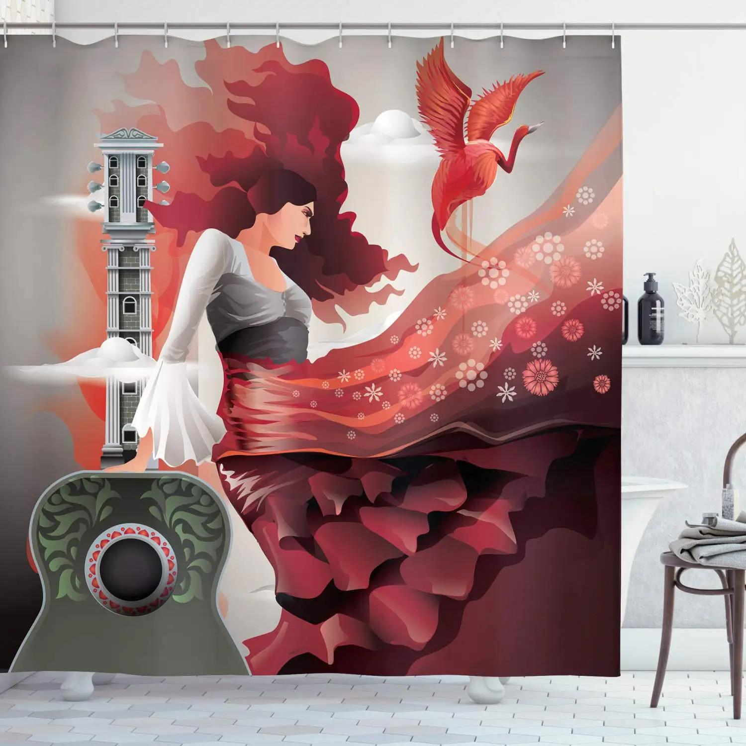 Spanish Shower Curtain,Flamenco Dancers Couple Performing in Historical Folk Dress Latino Tradition,Cloth Fabric Bath Screen Set W90xH180cm
Spanish Shower Curtain,Flamenco Dancers Couple Performing in Historical Folk Dress Latino Tradition,Cloth Fabric Bath Screen Set W90xH180cm