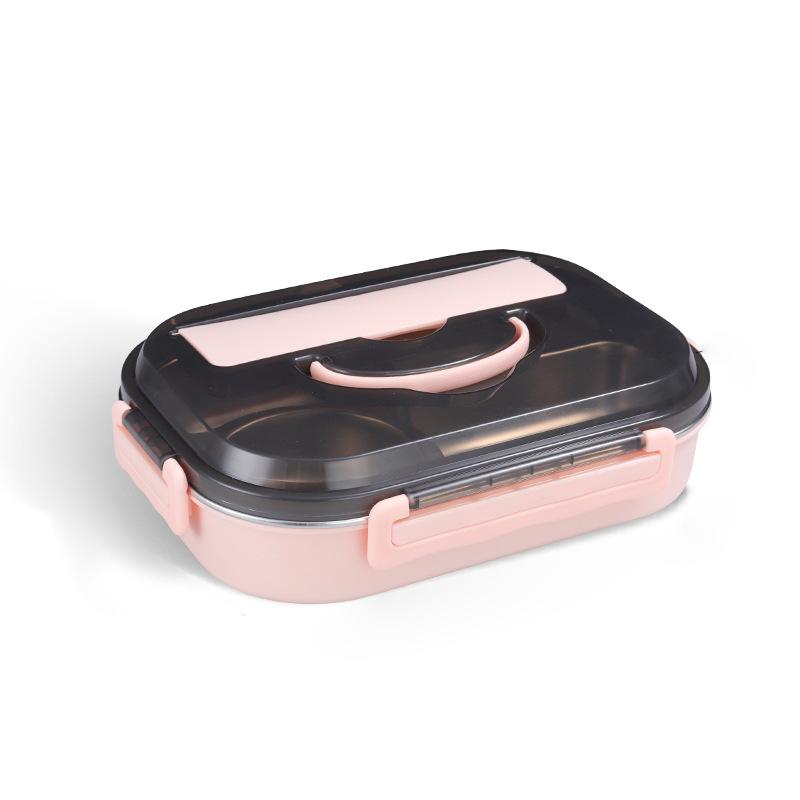 Ланч-бокс из нержавеющей стали 304, портативный студенческий кафетерий, коробка для бенто, средний размер, четыре отделения с