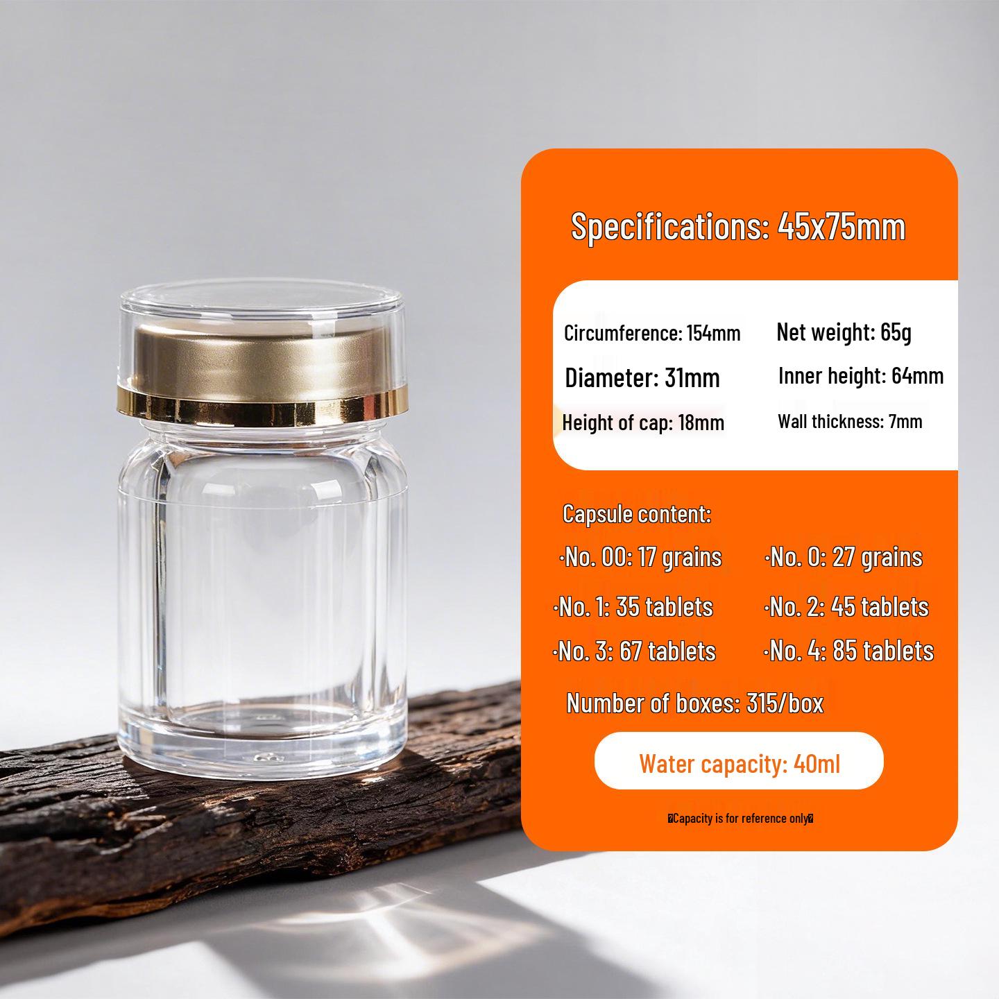 High-End Light-Proof Double-Layer Acrylic Capsule Medicine Dispensing Bottle
High-End Light-Proof Double-Layer Acrylic Capsule Medicine Dispensing Bottle