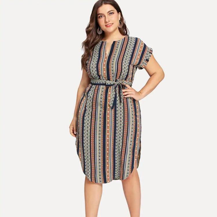 Plus Size Women Summer Dress Short Sleeve V Neck Long Striped Print Slim High Waist Belt L-4XL 4XL хаки
Plus Size Women Summer Dress Short Sleeve V Neck Long Striped Print Slim High Waist Belt L-4XL 4XL хаки