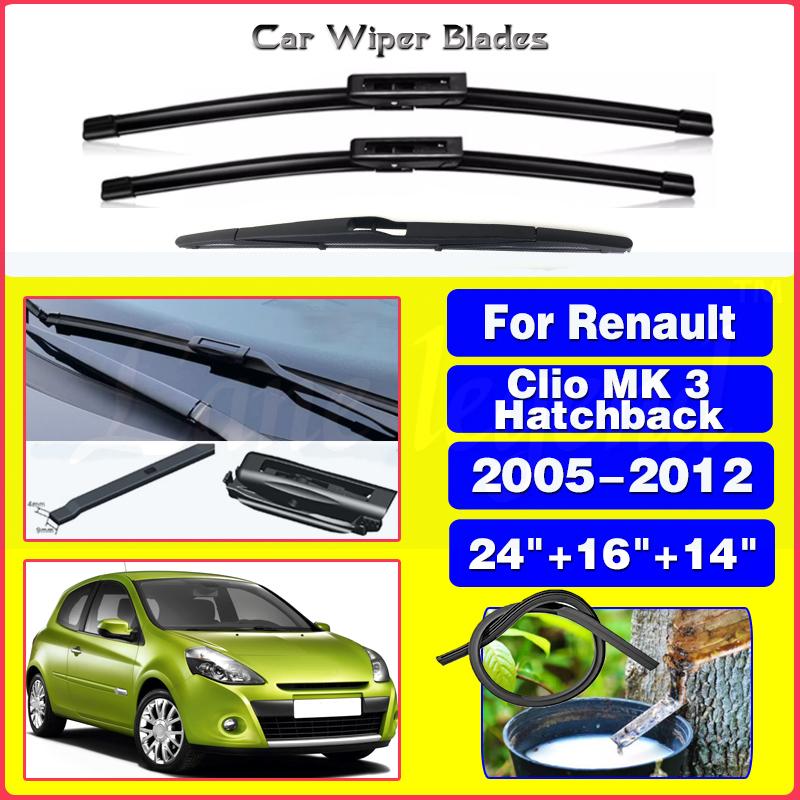 Wiper Front & Rear Wiper Blades Set For Renault Clio MK 3 Hatchback 2005-2012 2006 2007 Windshield Windscreen Window 24 +16 +14 Front Rear 3pcs
Wiper Front & Rear Wiper Blades Set For Renault Clio MK 3 Hatchback 2005-2012 2006 2007 Windshield Windscreen Window 24 +16 +14 Front Rear 3pcs