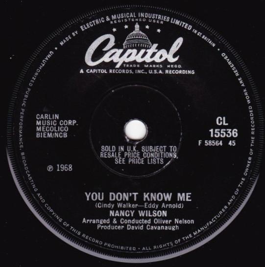 7inch Record NANCY WILSON - You Don t Know Me CL15536 Capitol Records 1968 UK Jazz Used
7inch Record NANCY WILSON - You Don t Know Me CL15536 Capitol Records 1968 UK Jazz Used