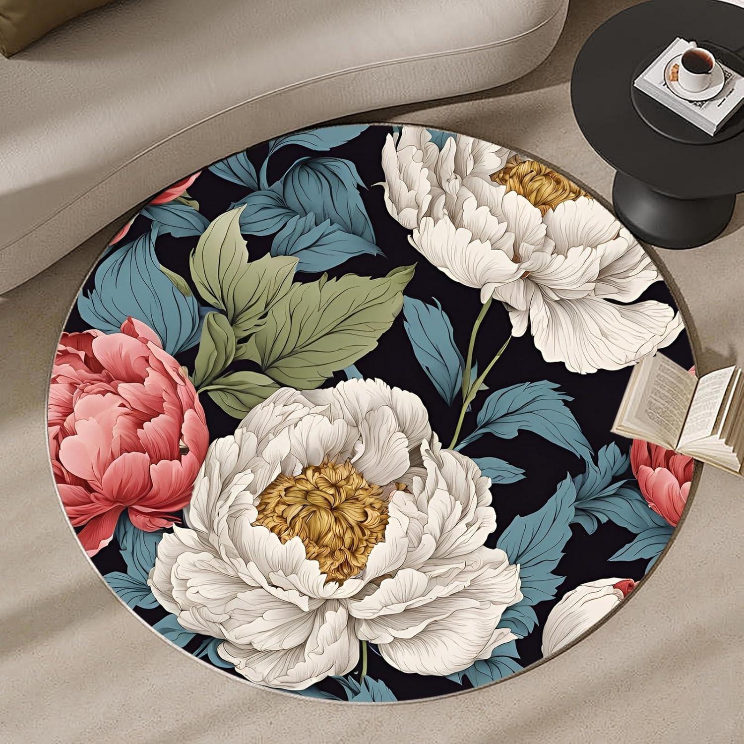 Vintage Floral Pattern Round Rugs Peony Plant Illustration Art Carpet Soft Anti-Slip Absorbent Home Decor Mat for Office Kitchen 40x40cm
Vintage Floral Pattern Round Rugs Peony Plant Illustration Art Carpet Soft Anti-Slip Absorbent Home Decor Mat for Office Kitchen 40x40cm