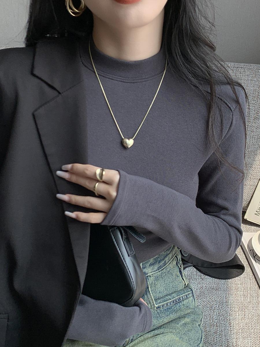 Small stand-up collar inner top women s velvet semi-turtleneck splicing bottoming shirt spring slim-fitting simple long-sleeved T-shirt XL
Small stand-up collar inner top women s velvet semi-turtleneck splicing bottoming shirt spring slim-fitting simple long-sleeved T-shirt XL