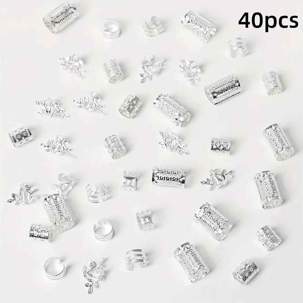 40 шт./набор Полые кольца для волос Элегантные аксессуары для волос Украшение для плетения волос Для женщин Девушек Silver
40 шт./набор Полые кольца для волос Элегантные аксессуары для волос Украшение для плетения волос Для женщин Девушек Silver