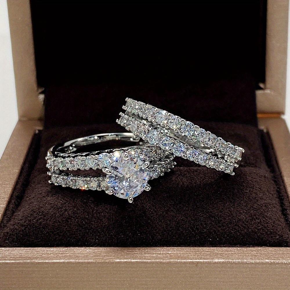 2pcs/set Women s Bridal Wedding Rings - 6 Prong Setting, KC Golden Plated, Synthetic Zirconia - All fit Jewelry | Engagement Proposal Gift | Holiday T 5
2pcs/set Women s Bridal Wedding Rings - 6 Prong Setting, KC Golden Plated, Synthetic Zirconia - All fit Jewelry | Engagement Proposal Gift | Holiday T 5