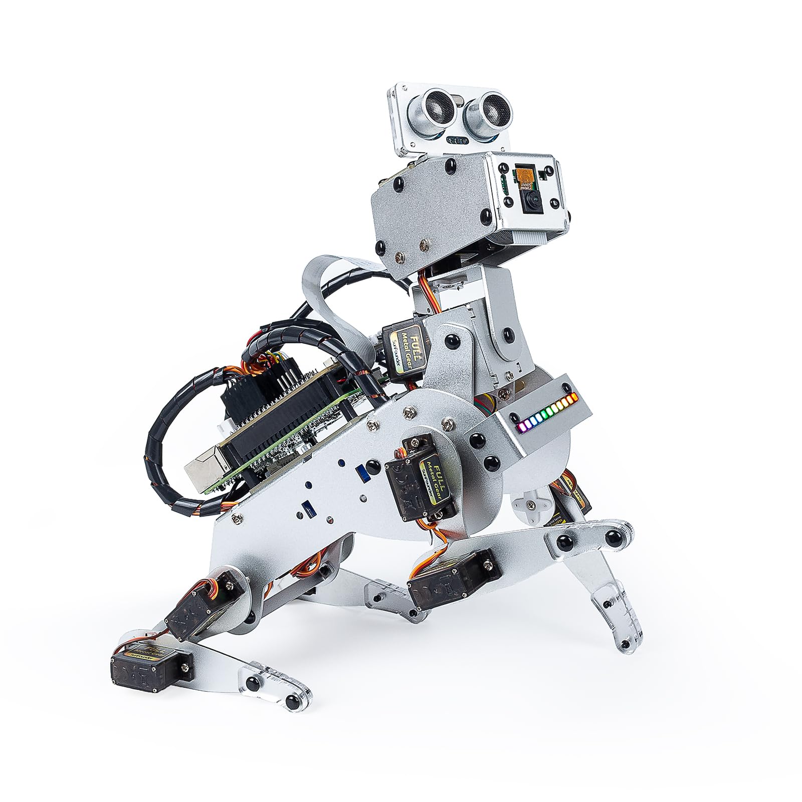SunFounder PiDog Robot Kit Raspberry Pi 43B+3BZero 2W, Python compatible, 12 powerful servos, 24 types of dog-like movements, video recognition,
SunFounder PiDog Robot Kit Raspberry Pi 43B+3BZero 2W, Python compatible, 12 powerful servos, 24 types of dog-like movements, video recognition,