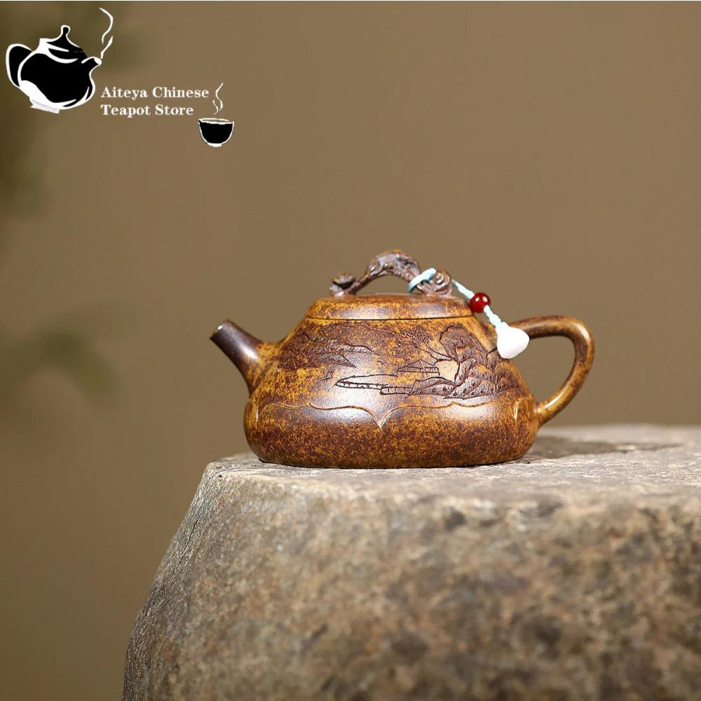 Исинский чайник из фиолетовой глины, чайник-ковш из сырой руды киль, золотой песок, вид на гору Тигр, камень
Исинский чайник из фиолетовой глины, чайник-ковш из сырой руды киль, золотой песок, вид на гору Тигр, камень