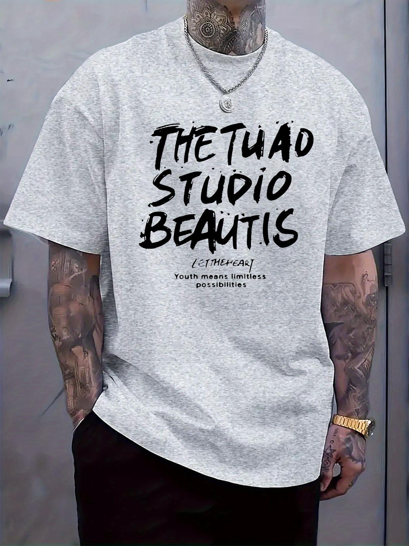 Casual Short Sleeve T-shirt with Handwritten-Style THE TUA STUDIO BEAUTIS Graphic Print - Light Grey Regular Fit Summer Tee XL
Casual Short Sleeve T-shirt with Handwritten-Style THE TUA STUDIO BEAUTIS Graphic Print - Light Grey Regular Fit Summer Tee XL