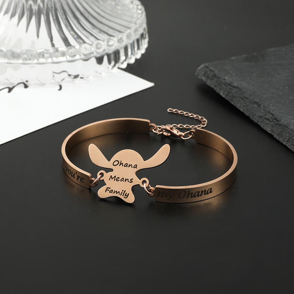 Lilo Stitch Bangle You Are My Ohana Bracelet Cartoon Stainless Steel Bracelets Women Girls Gifts for Kid Friendly Entertaining Fun Play Safe
Lilo Stitch Bangle You Are My Ohana Bracelet Cartoon Stainless Steel Bracelets Women Girls Gifts for Kid Friendly Entertaining Fun Play Safe