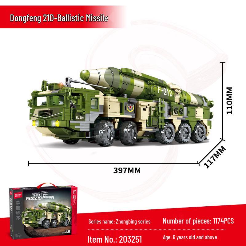 Senbao Военный Ракетный транспортер Dongfeng-21D Модель из строительных блоков
Senbao Военный Ракетный транспортер Dongfeng-21D Модель из строительных блоков