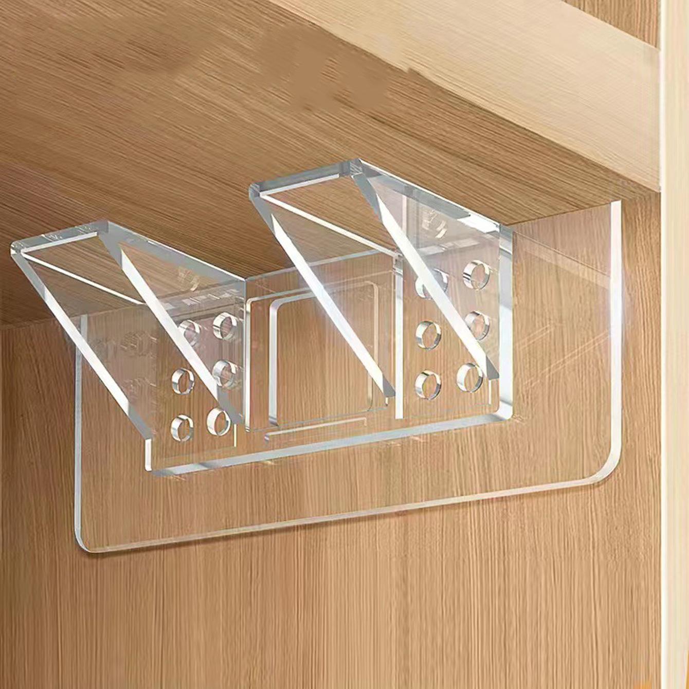 2/4pcs No-Drill Shelf Support Hooks, Clear Plastic Adhesive Wall-Mounted Brackets for Closet & Cabinet Organization, Easy Instal
2/4pcs No-Drill Shelf Support Hooks, Clear Plastic Adhesive Wall-Mounted Brackets for Closet & Cabinet Organization, Easy Instal