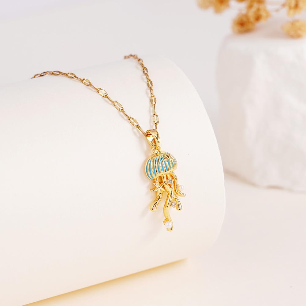 Sweet Colorful Jellyfish Pearl Zircon Pendant Necklace for Women Stainless Steel Chain Jewelry Cute Starfish Accessories Gifts
Sweet Colorful Jellyfish Pearl Zircon Pendant Necklace for Women Stainless Steel Chain Jewelry Cute Starfish Accessories Gifts