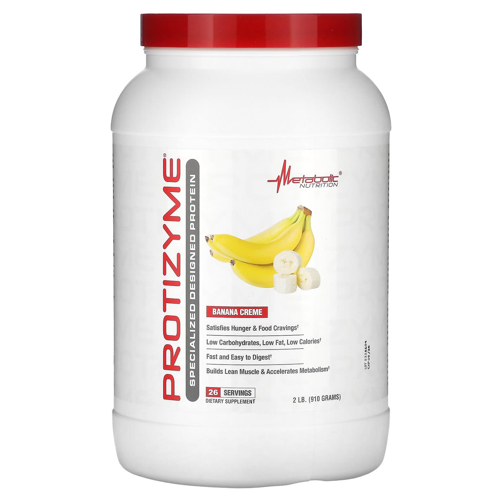 Metabolic Nutrition, Protizyme, Професійний Дизайнерський Протеїн, Банановий Крем, 2 фунти (910 г)
Metabolic Nutrition, Protizyme, Професійний Дизайнерський Протеїн, Банановий Крем, 2 фунти (910 г)