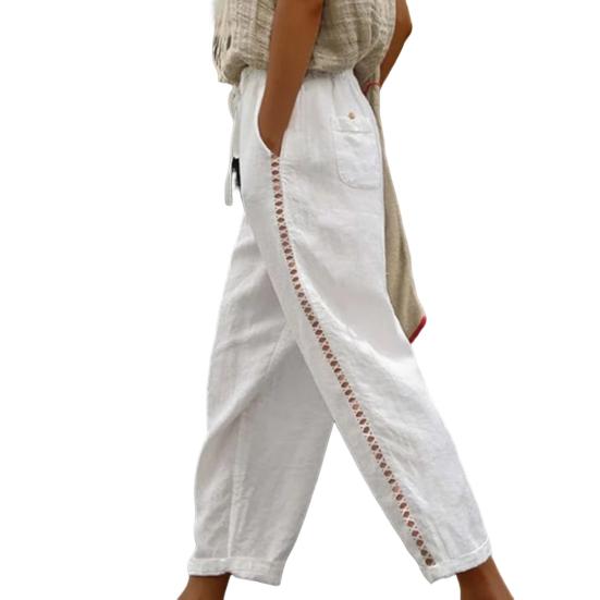 Women Pants Side Hollow Design Elastic Waist Solid Color Ankle Length with Pocket Decorative Cotton Flax Summer Trousers Tie-up Sweatpants for Women M белый
Women Pants Side Hollow Design Elastic Waist Solid Color Ankle Length with Pocket Decorative Cotton Flax Summer Trousers Tie-up Sweatpants for Women M белый