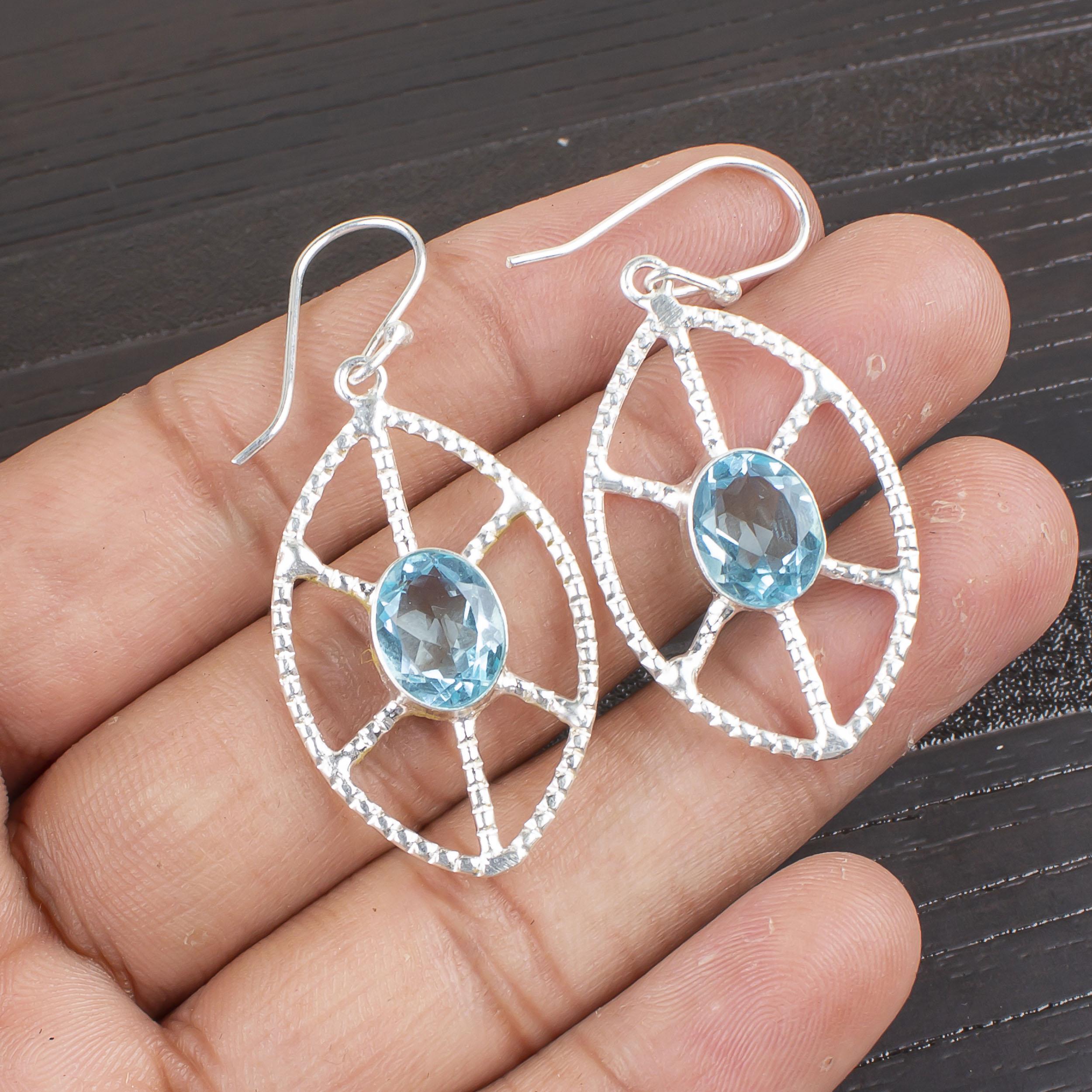 Sky Blue Topaz Gemstone Silver Jewelry, 925 Solid Sterling Silver Earrings, Handmade Beautiful Earrings For Wedding Gift 2.00 Inches синий
Sky Blue Topaz Gemstone Silver Jewelry, 925 Solid Sterling Silver Earrings, Handmade Beautiful Earrings For Wedding Gift 2.00 Inches синий