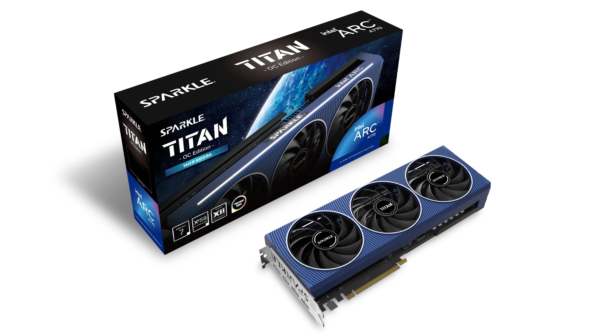 Sparkle Intel Arc A770 Titan OC Edition 16GB GDDR6 ThermalSync Torn Охолодження Осьовий вентилятор Металева задня панель SA770T-16GOC
Sparkle Intel Arc A770 Titan OC Edition 16GB GDDR6 ThermalSync Torn Охолодження Осьовий вентилятор Металева задня панель SA770T-16GOC